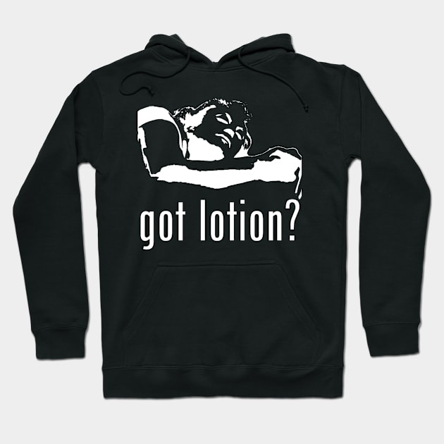 Got Lotion? Buffalo Bill (White) Hoodie by Zombie Squad Clothing
